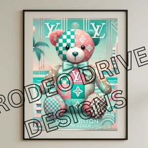 Louis Vuitton City Bear Series South Beach 18x24 Print LV South Beach Wa…